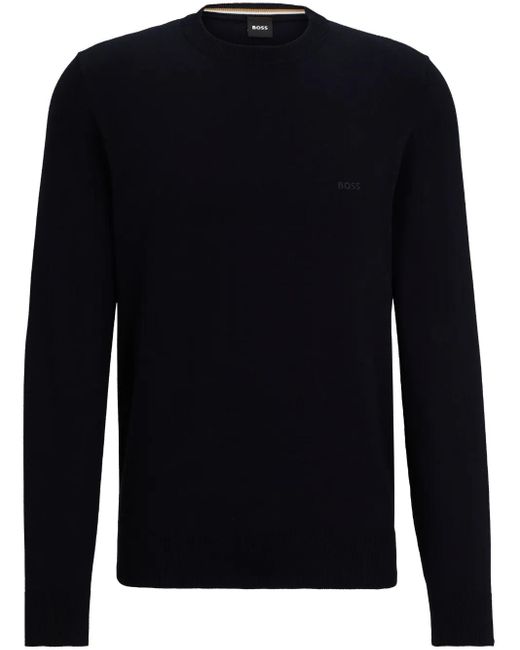 Pull En Coton À Logo Brodé Boss pour homme en coloris Blue