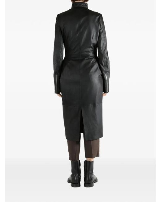 Rick Owens Black Leather Coat