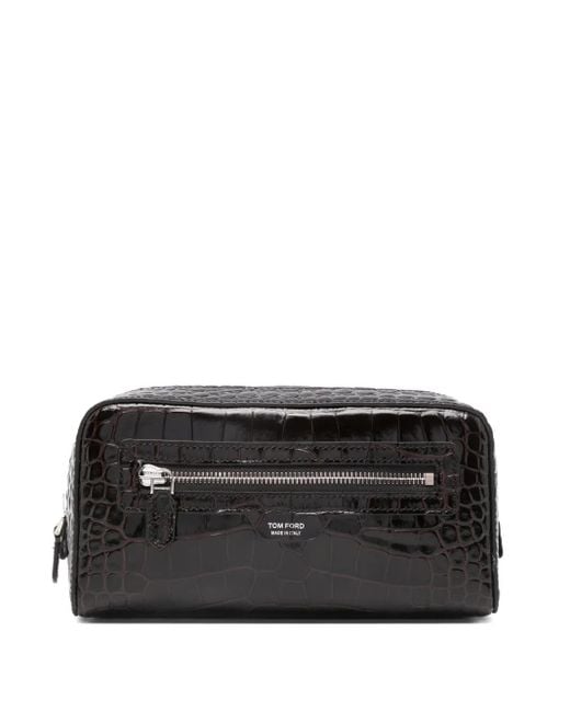 Tom Ford Black Embosssed Messenger Bag for men