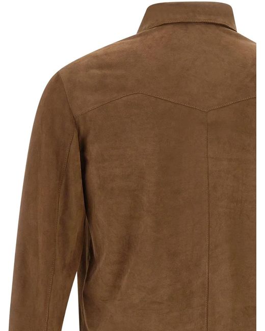CONCEPT LEATHER Brown Marc37 Napoli Leather Shirt for men