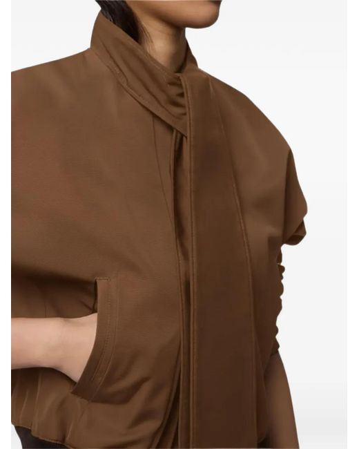 Nina Ricci Brown Scarf-Detail Ottoman Fitted Jacket