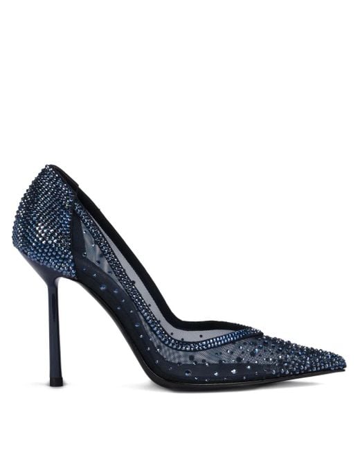 Le Silla Blue 100Mm Nicole Crystal-Embellished Mesh Pumps