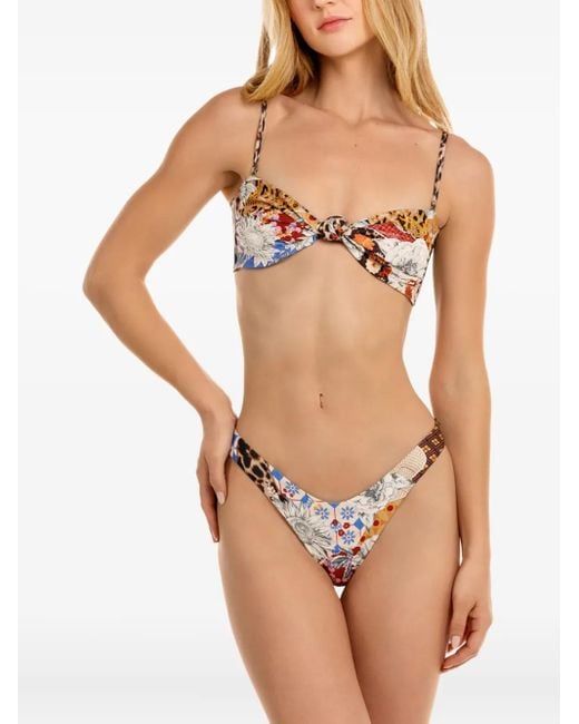 Agua Bendita パッチワーク ビキニトップ Brown
