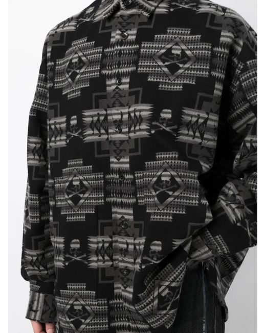 MASTERMIND WORLD Black Chimayo Jacquard Cotton Shirt for men