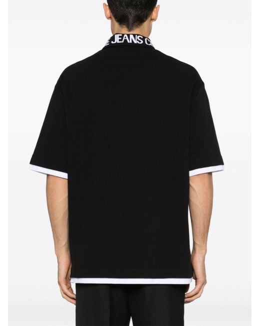 Versace Poloshirt mit Intarsien-Logo in Black für Herren