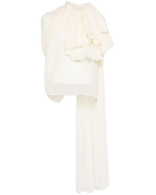 Isabel Sanchis White Draped Georgette Blouse