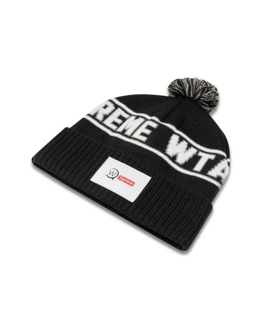 Supreme Black X Wtaps Intarsia Logo Beanie