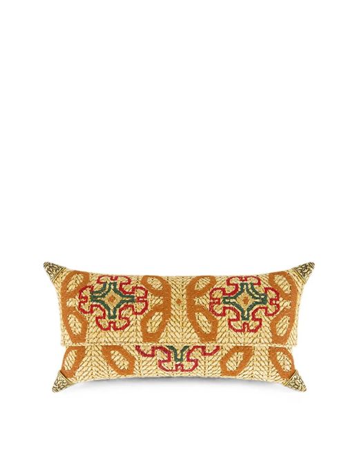 BAVASH DESIGN Metallic Felix Embroidered Straw-Effect Clutch Bag