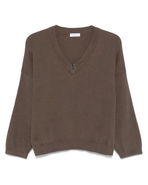 Brunello Cucinelli リブニット セーター Brown
