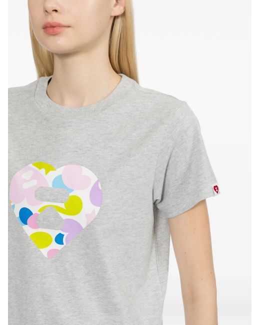 AAPE BY A BATHING AP Gray T-Shirt À Imprimé Cœur