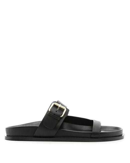 A.Emery Black Prince Leather Slides