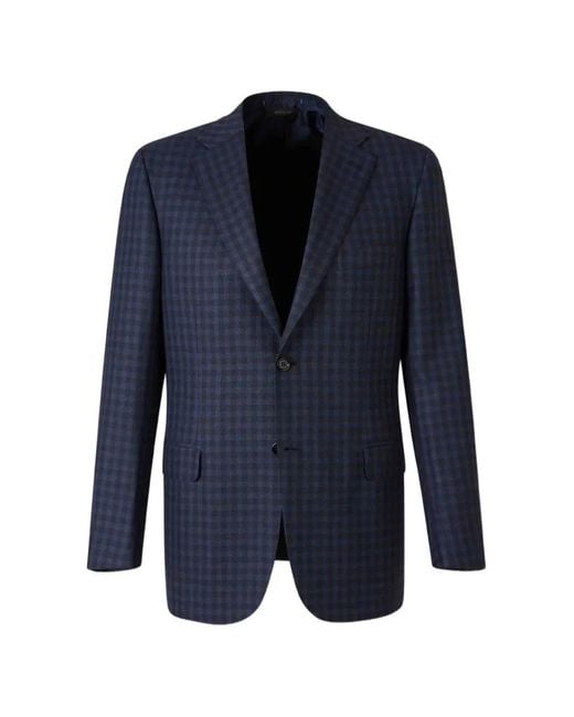 Brioni Blue Check Wool-Blend Blazer for men