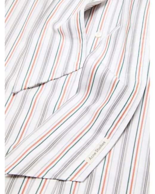 Acne White Striped Pussy-Bow Shirt