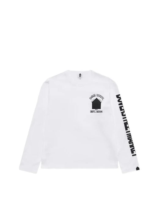 Dover Street Market White Logo-Print Long-Sleeve T-Shirt