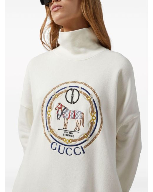 Sudadera con motivo ecuestre bordado Gucci de color White