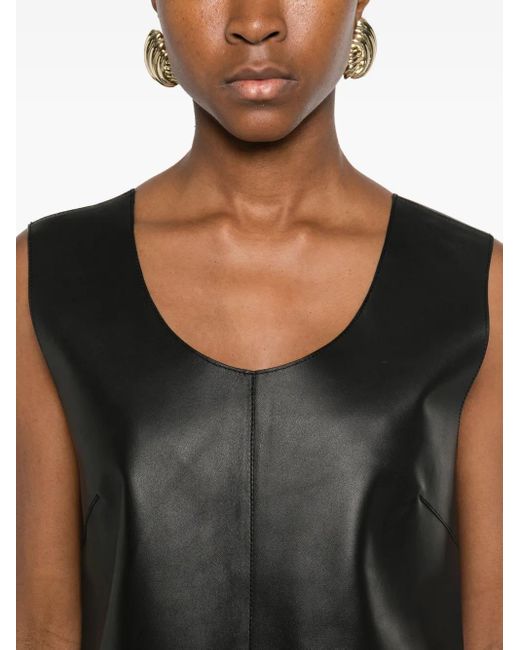 Totême Leren Top in het Black