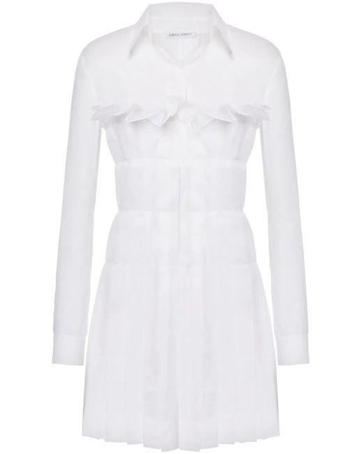 Alberta Ferretti White Draped Cotton Minidress
