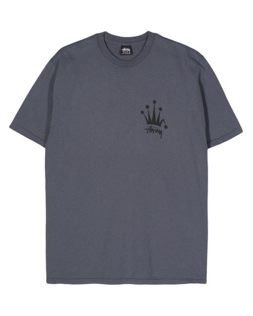Stussy Blue Regal Crown Cotton T-shirt