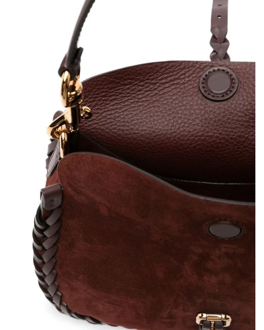 Etro Brown Sac Porté Épaule À Design Tressé En Daim