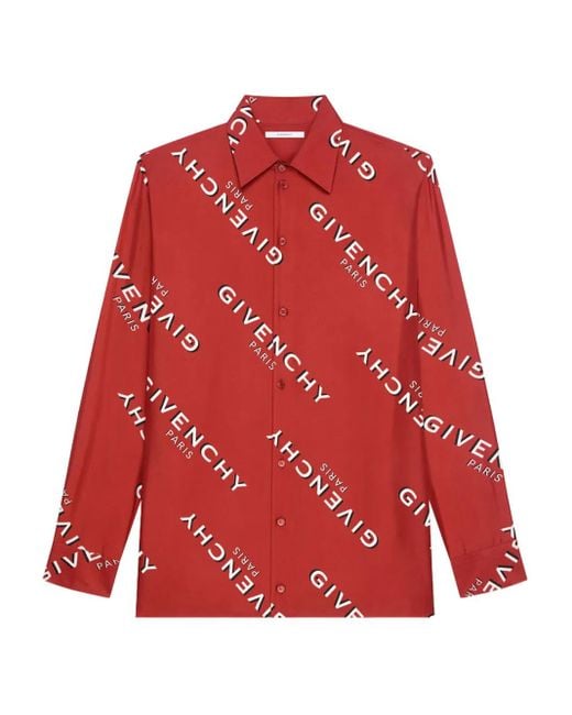 メンズ Givenchy シルクシャツ Red