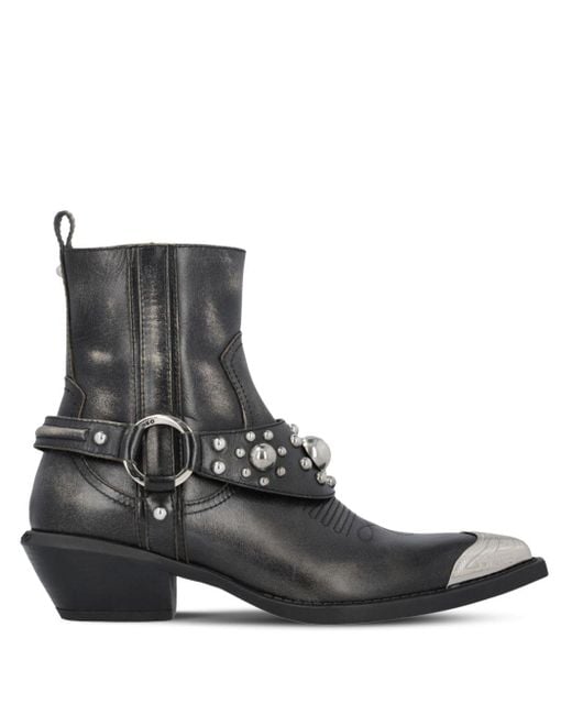 Pinko Black Tex Leather Ankle Boots