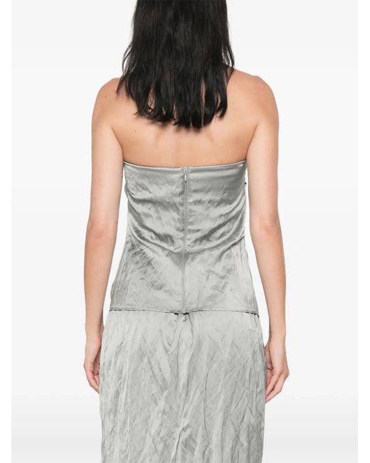 Esse Studios Gray Lume Draped Strapless Top
