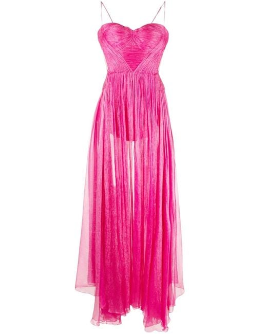 Maria Lucia Hohan Pink Allar Pleated Silk Gown