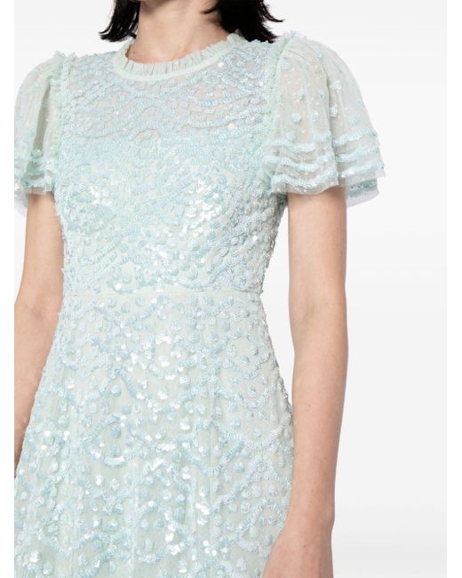 Needle & Thread Blue Deco Dot Glass Sequinned Dress