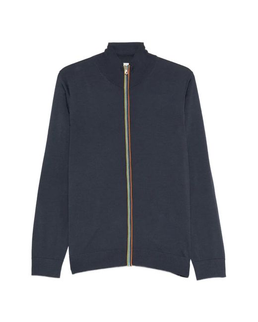 Paul Smith Blue Signature Stripe Zip-Through Cardigan for men