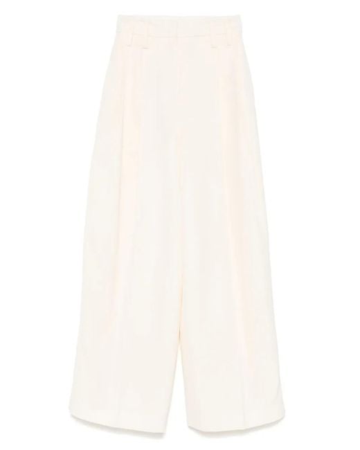 Jil Sander White Pleat-Detailed Trousers