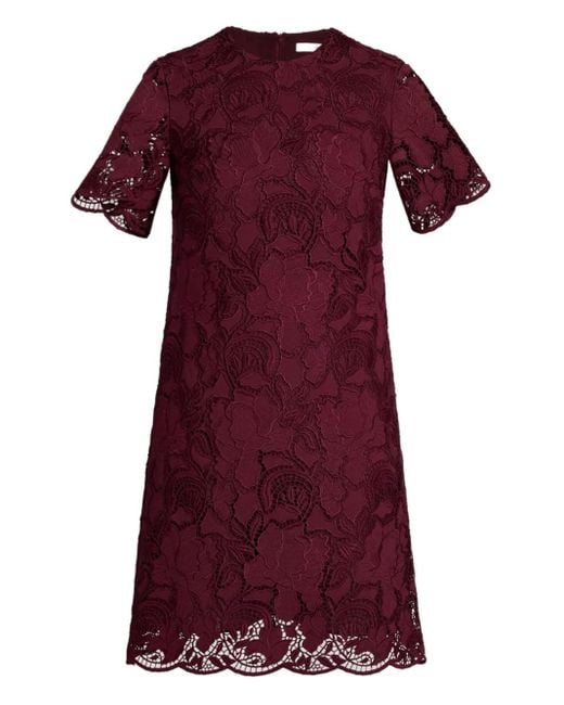 Erdem Red Floral-Lace Mini Dress