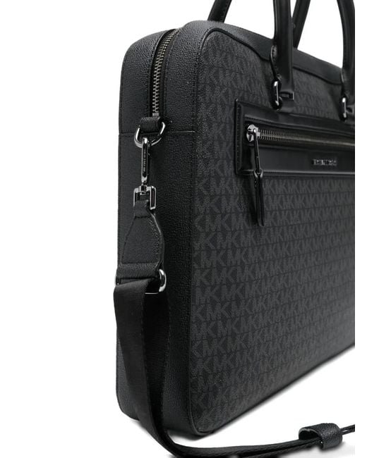 Michael Kors Black Logo-Print Zip Briefcase for men