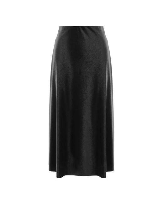F.it Black Velvet-Effect High-Waisted Midi Skirt