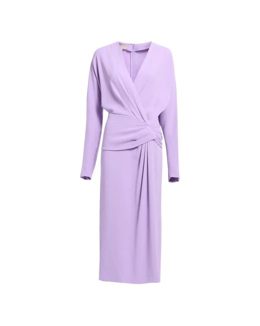 Elie Saab Purple Cady Twist-Detail Side-Slit Midi Dress