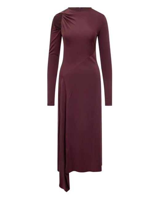 Victoria Beckham Asymmetrische Gedrapeerde Midi-Jurk in het Purple