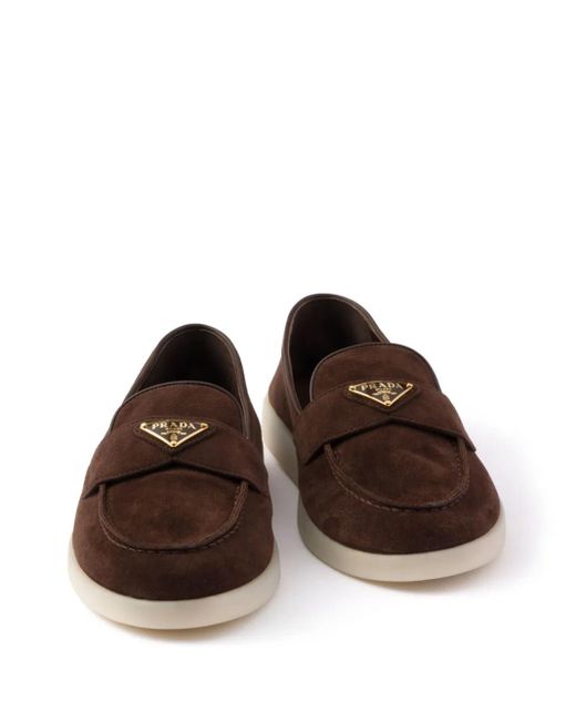 Prada Brown Saint Tropez Suede Loafers