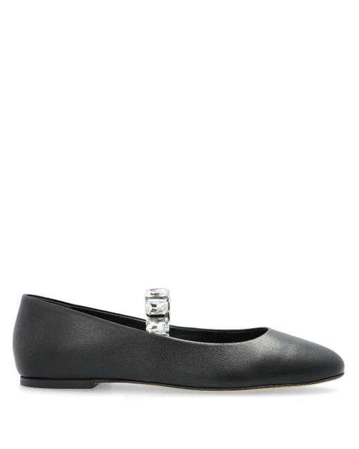 Casadei Black Crystal-Embellished Ballet Flats