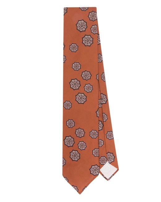 Lardini Orange Abstract-print Silk Tie for men