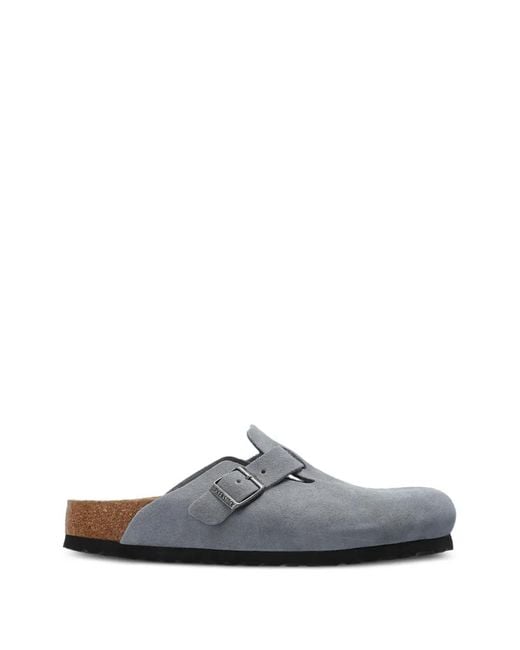 Birkenstock White Boston Buckle-Strap Clogs