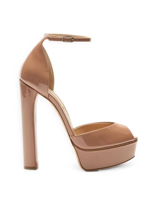 Casadei White Flora Patent Leather Sandals