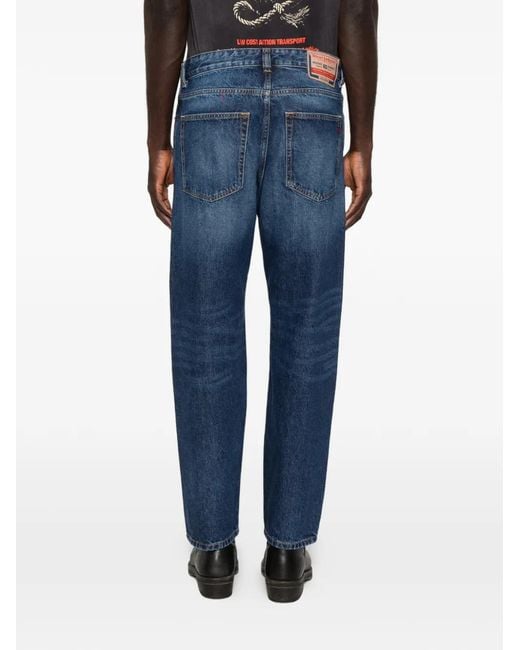 DIESEL Blue Regular Fit Mid-Rise Drop Crotch Tapered Jeans for men