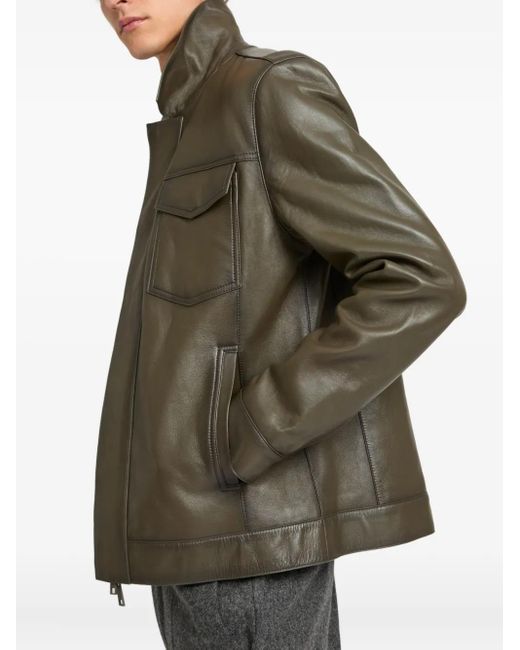 Yves Salomon Green Pocket Denim Style Leather Jacket for men