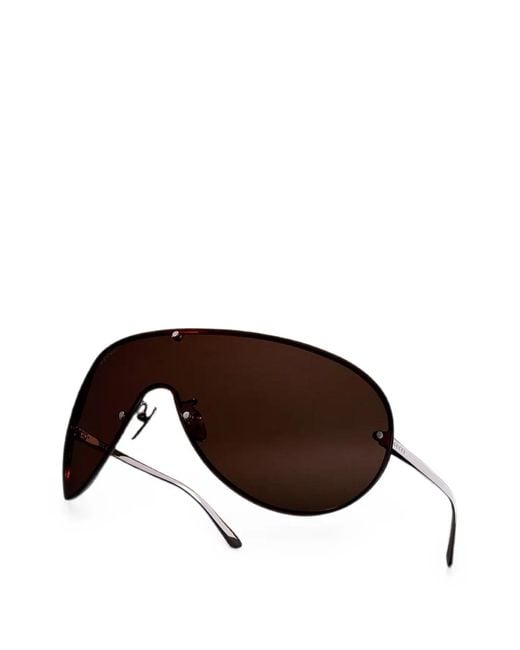 Gucci Brown Rimless Mask-Frame Sunglasses