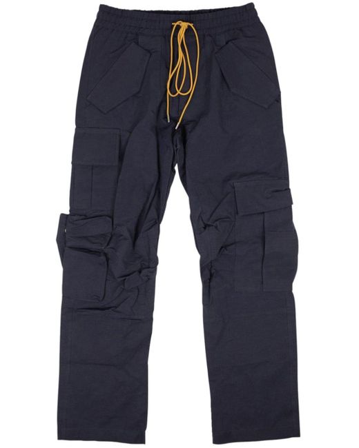 Rhude Blue Drawstring-waist Cargo Trousers for men