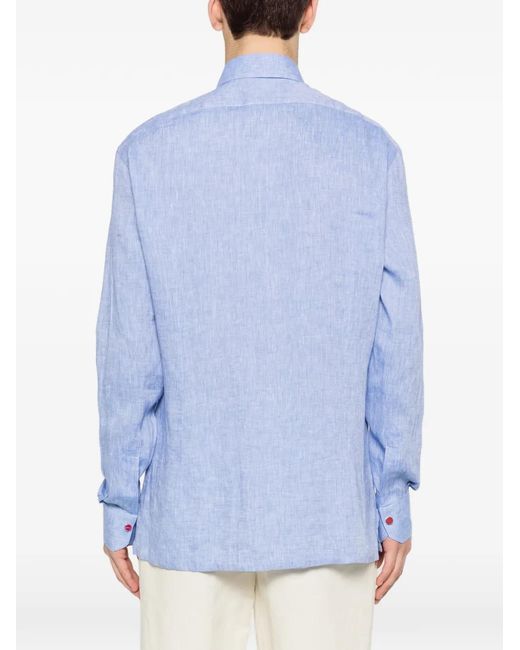 Kiton Blue Chemise À Boutonnière for men