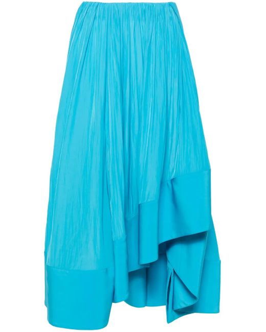 Lanvin Blue Asymmetric Charmeuse Maxi Skirt