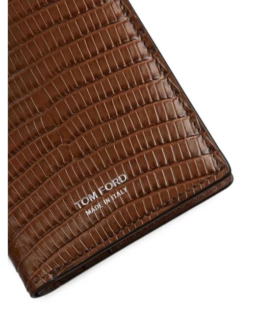Tom Ford Brown Lizard-Effect Card Holder for men