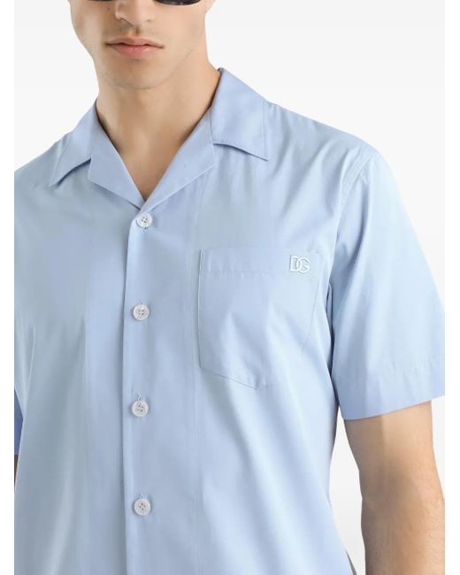 Dolce & Gabbana Blue Hawaii Revere-Collar Shirt for men