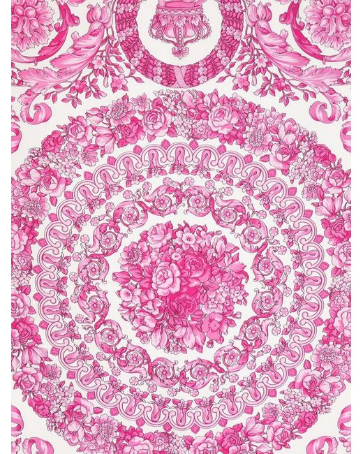 Versace Pink Floral-print Scarf