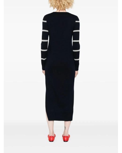 Marc O' Polo Black Gestreiftes Midikleid mit rundem Ausschnitt